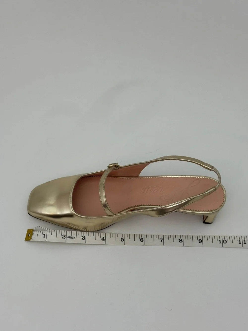 Gold Slingback Low Block Heel Mary Jane for Women